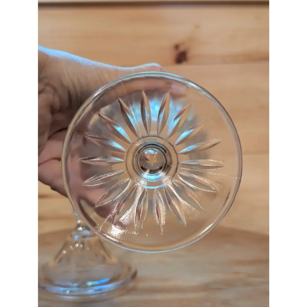 Vintage Etched Glass Covered Candy Dish Pedestal Apothecary Jar with Lid 10